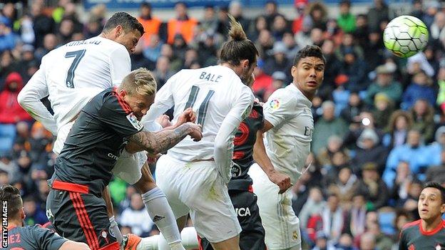 Ronaldo scores with a header against Celta Vigo