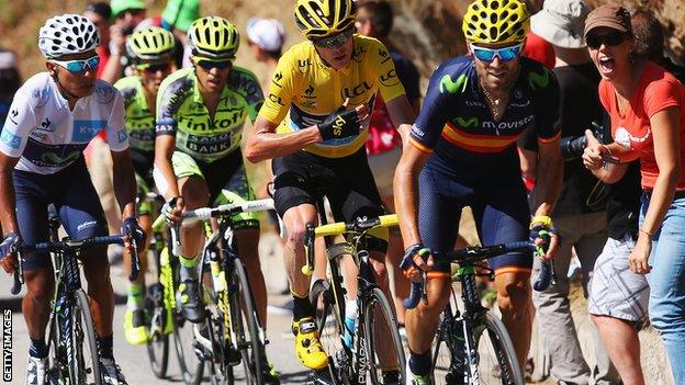 (l-r) Nairo Quintana, Alberto Contador, Chris Froome and Alejandro Valverde