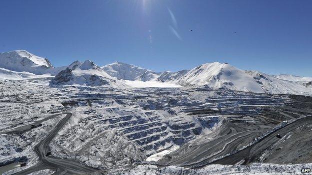 The Kumtor gold mine in the Tien Shan Mountains, about 350 km southeast of the Kyrgyz capital Bishkek