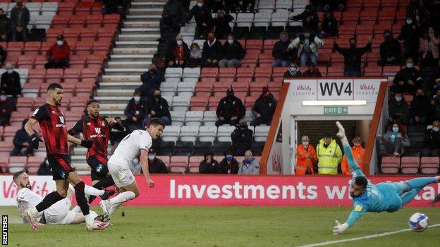 Arnaut Danjuma opens the scoring for Bournemouth against Brentford