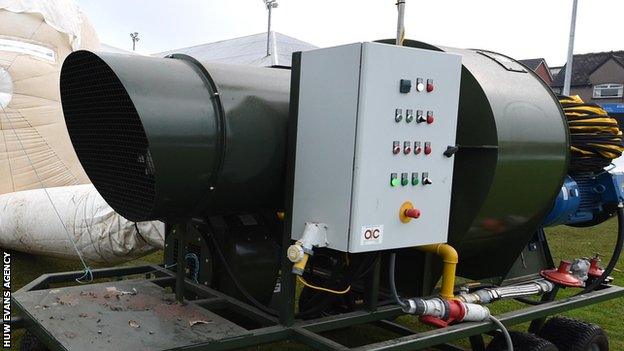 Air blower at Rodney Parade Newport County