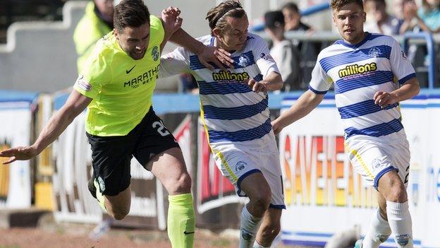 Darren McGregor and Aiden Nesbitt battle for the ball