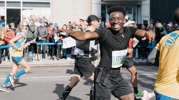 Hellah running the New York City Marathon