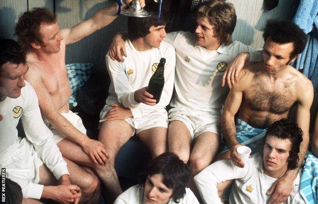 McQueen and Jordan in the Leeds dressing room, 1974