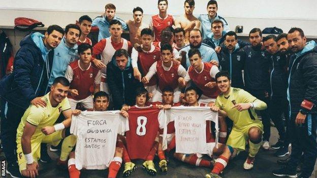 Braga's under-17 team paid tribute to David Veiga