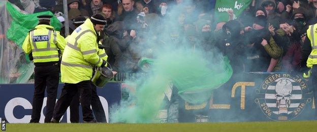 Celtic fans let off flares