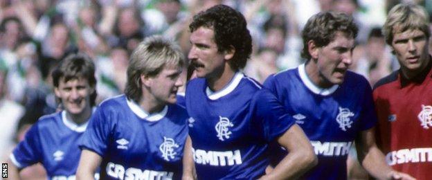 Rangers' Stuart McCall, Graeme Souness, Terry Butcher and Chris Woods