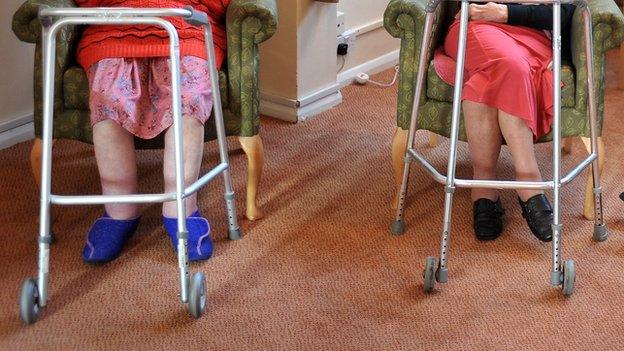 Elderly women in a care home