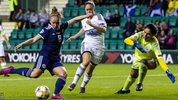 Kim Little completes her hat-trick for Scotland against Cyprus