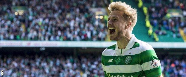 Stuart Armstrong celebrates his goal