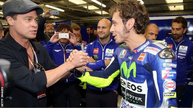 Brad Pitt meeting Valentino Rossi