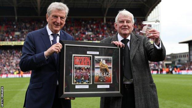 Palace boss Roy Hodgson and BBC commentator John Motson