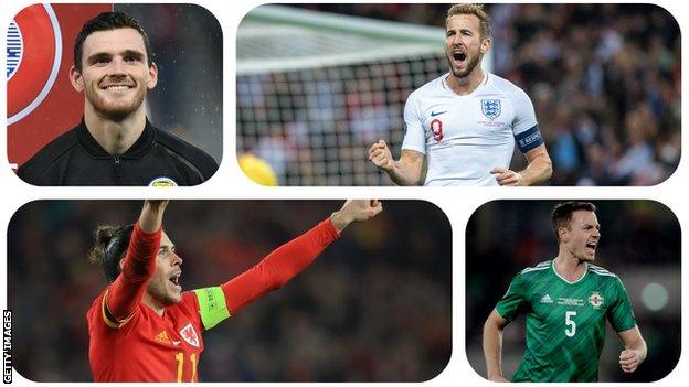 Andy Robertson, Harry Kane, Gareth Bale and Jonny Evans