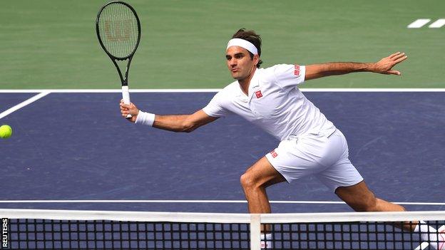 Roger Federer in action at Indian Wells