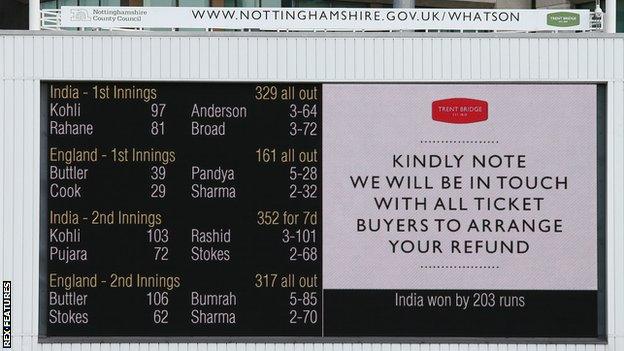 Trent Bridge scoreboard