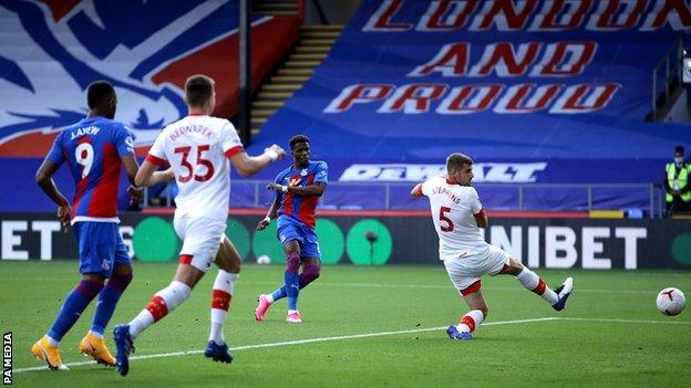 Wilfried Zaha scores for Crystal Palace against Southampton in the Premier League