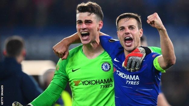 Kepa Arrizabalaga and Cesar Azpilicueta