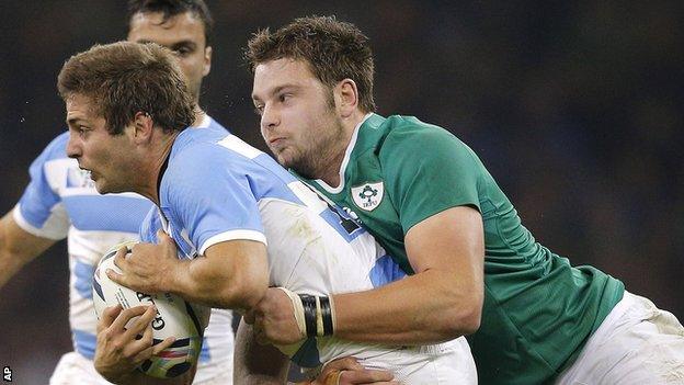 Action from the World Cup quarter-final between Ireland and Argentina