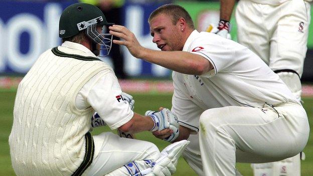 Brett Lee and Andrew Flintoff