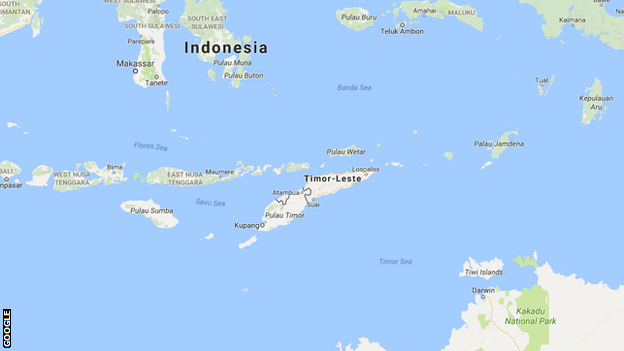 A map of Timor-Leste shows it is located north of Australia and south of Indonesia