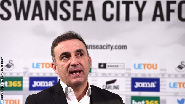 Carlos Carvalhal at his first Swansea news conference