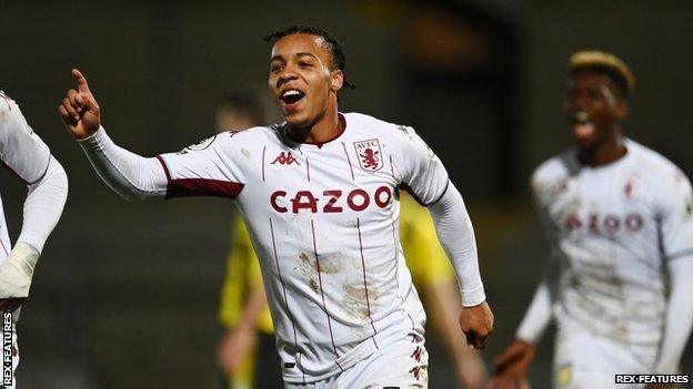 Cameron Archer celebrates his hat-trick for Aston Villa's Under-21 side