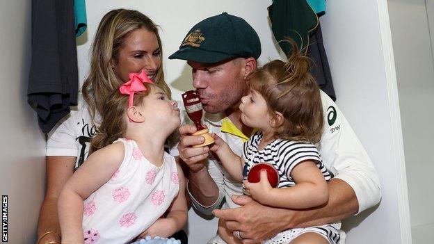 David Warner with Candice and his two children