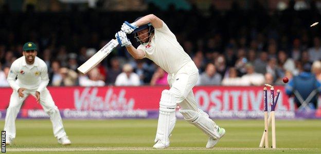 Jonny Bairstow is bowled for 27