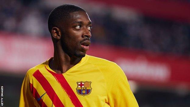 Ousmane Dembele in action for Barcelona