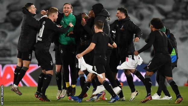 Borussia Monchengladbach players celebrate