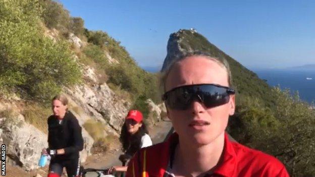 Becky Storrie following her victory in the time trial at the Island Games.