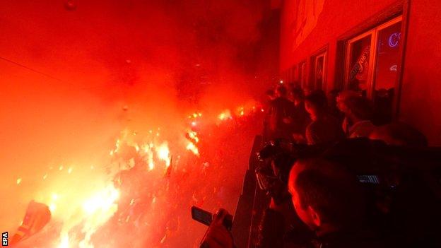 Basel fans celebrate the title