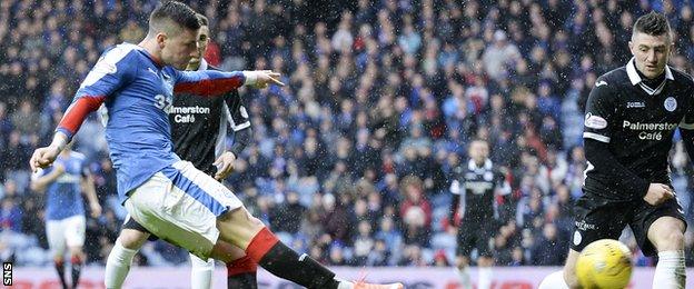 Michael O'Halloran scores for Rangers against Queen of the South