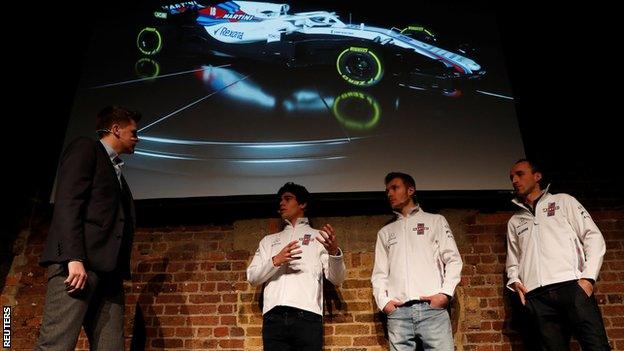 Williams" Driver Lance Stroll, Driver Sergey Sirotkin and Reserve and Development Driver Robert Kubica