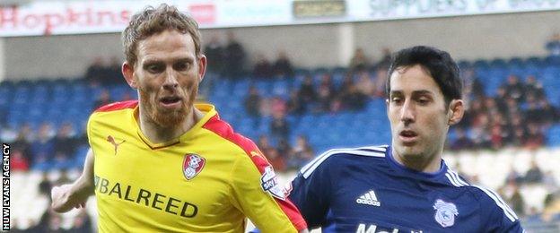 Rotherham's Paul Green takes on Cardiff's Peter Whittingham