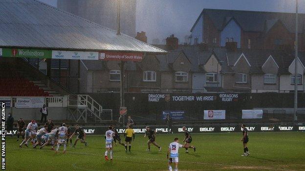 Rodney Parade in the rain