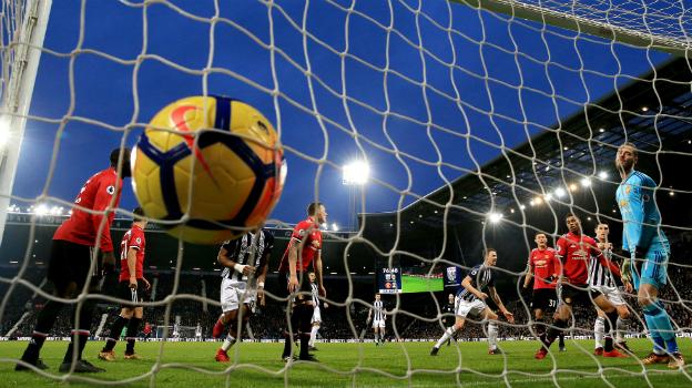 Gareth Barry scores for West Brom against Manchester United