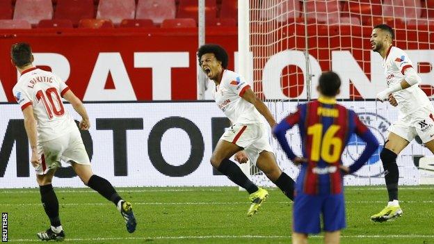 Sevilla celebrate their opening goal