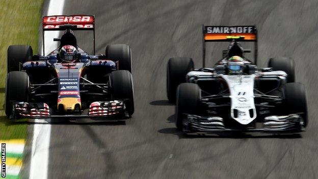 Max Verstappen overtakes Sergio Perez