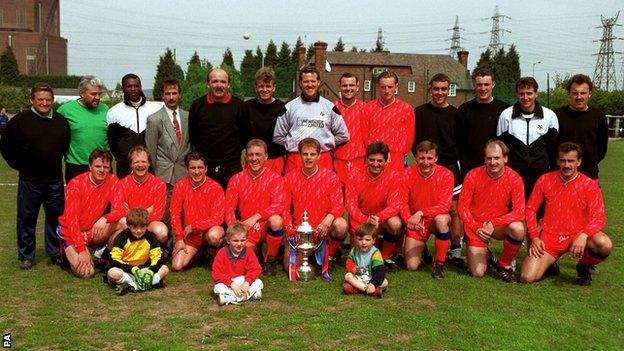 Cwmbran Town with the League of Wales trophy in 1992/93 season