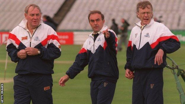 John Edrich (centre) was England batting coach when Ray Illingworth was in charge during the 1990s