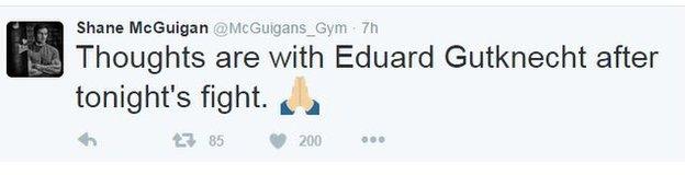 Message from Shane McGuigan, trainer of George Groves, on Twitter