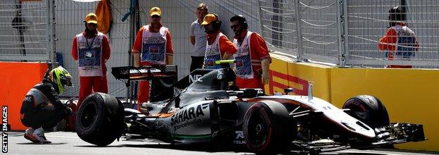 sergio perez crashes in baku