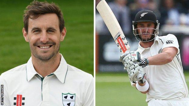 Daryl Mitchell (left) was first to three figures before Worcestershire debutant Hamish Rutherford