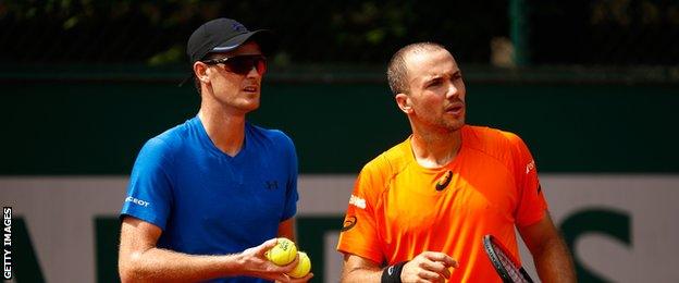 Jamie Murray with doubles partner Bruno Soares