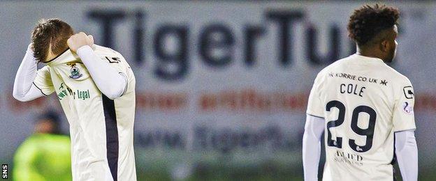 Inverness Caley Thistle players show their disappointment