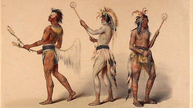 Native American lacrosse players