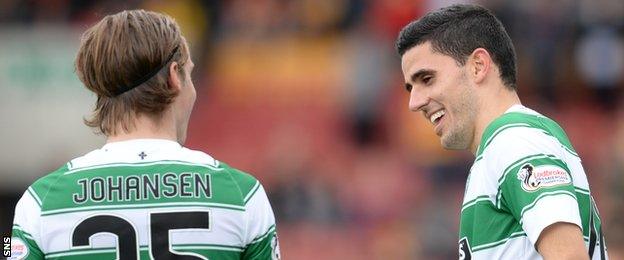 Celtic midfielders Stefan Johansen and Tom Rogic