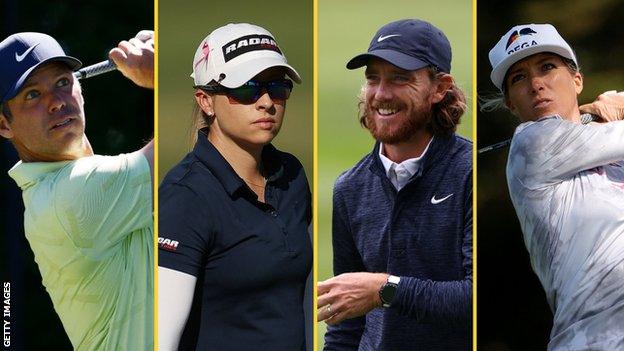 (left to right) Paul Casey, Jodi Ewart Shadoff, Tommy Fleetwood and Mel Reid