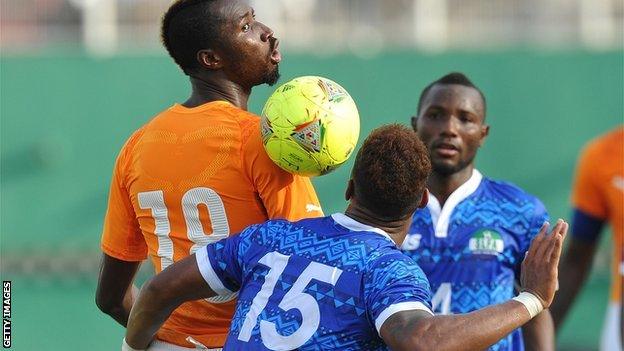 Sierra Leone playing against Ivory Coast